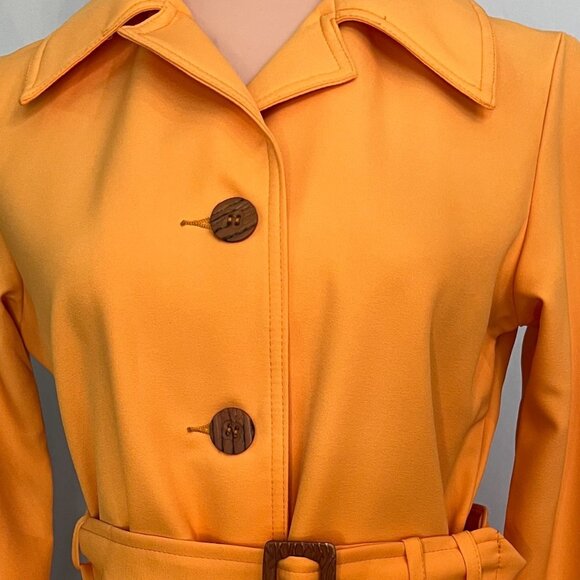 Vintage Mod Sears Roebuck Fashion Button Coat/Jacket Mustard Yellow Size S/M - Picture 3 of 9